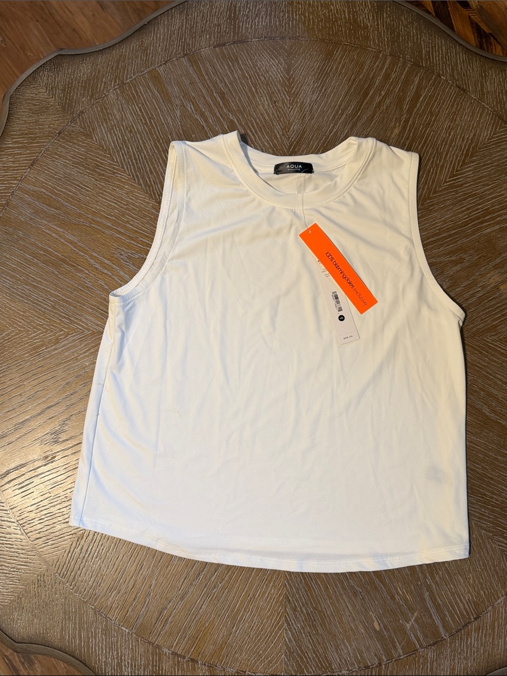 Aqua White Crewneck Tank Top